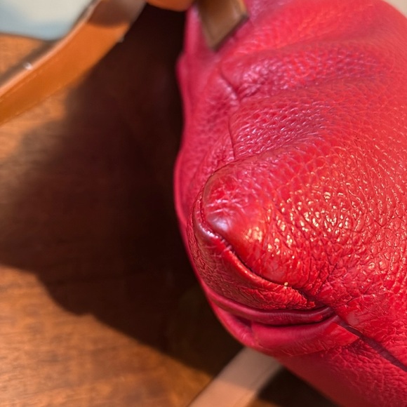 Valentina   Crossbody  shoulder bag, pebbled leather  holiday Red  goldtone HW - Picture 12 of 17